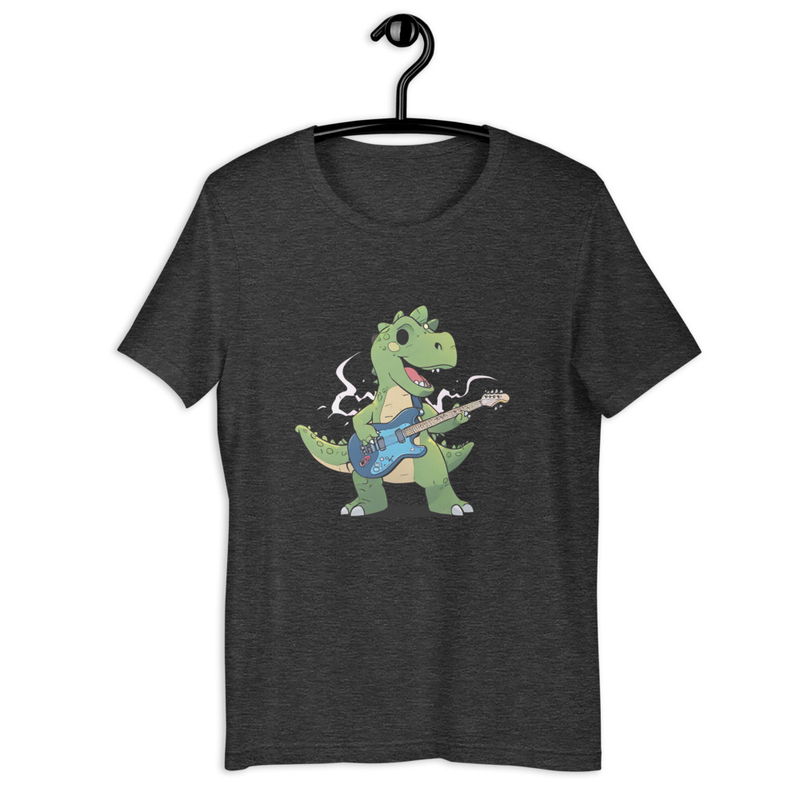 Dinosaur Playing An Electric Guitar Unisex Tshirt 5
