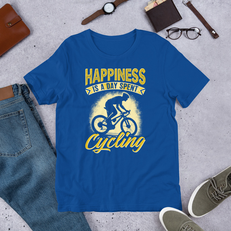 Happiness Is A Day Spent Cycling Unisex Tshirt For Bicycle Riders 4