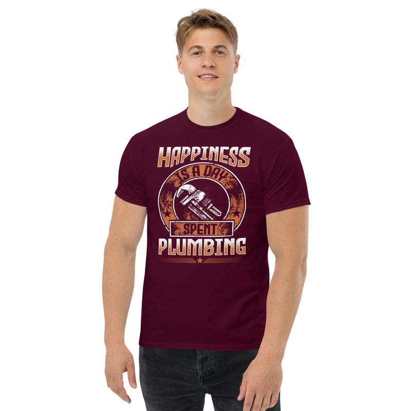 HAPPINESS IS A DAY SPENT PLUMBING Unisex Classic Tee 1