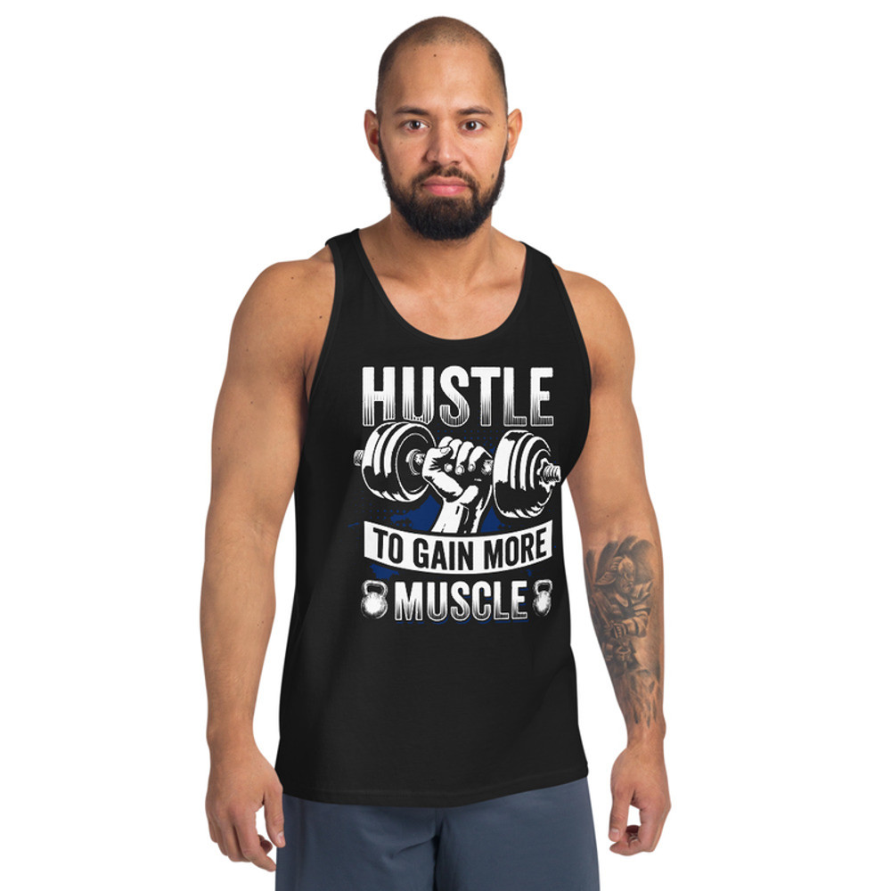 Hustle To Gain More Muscle Fitness Gym Mens Tank Top 1