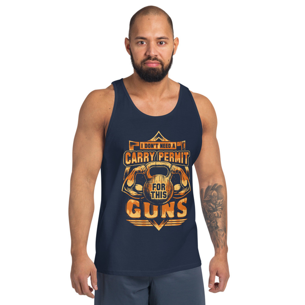I DONT NEED A CARRY PERMIT FOR THESE GUNS Fitness Gym Mens Tank Top 2