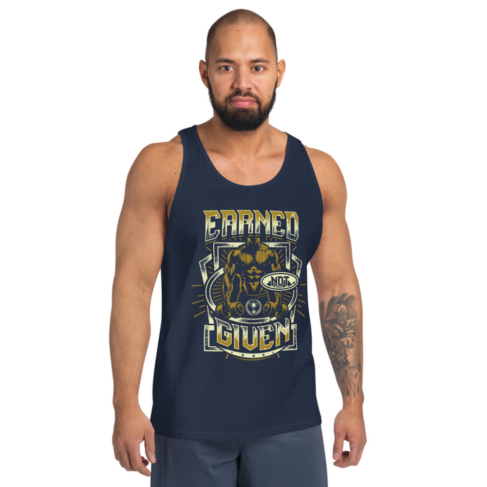 Earned Not Given Motivational Gym Fitness Mens Tank Top 2