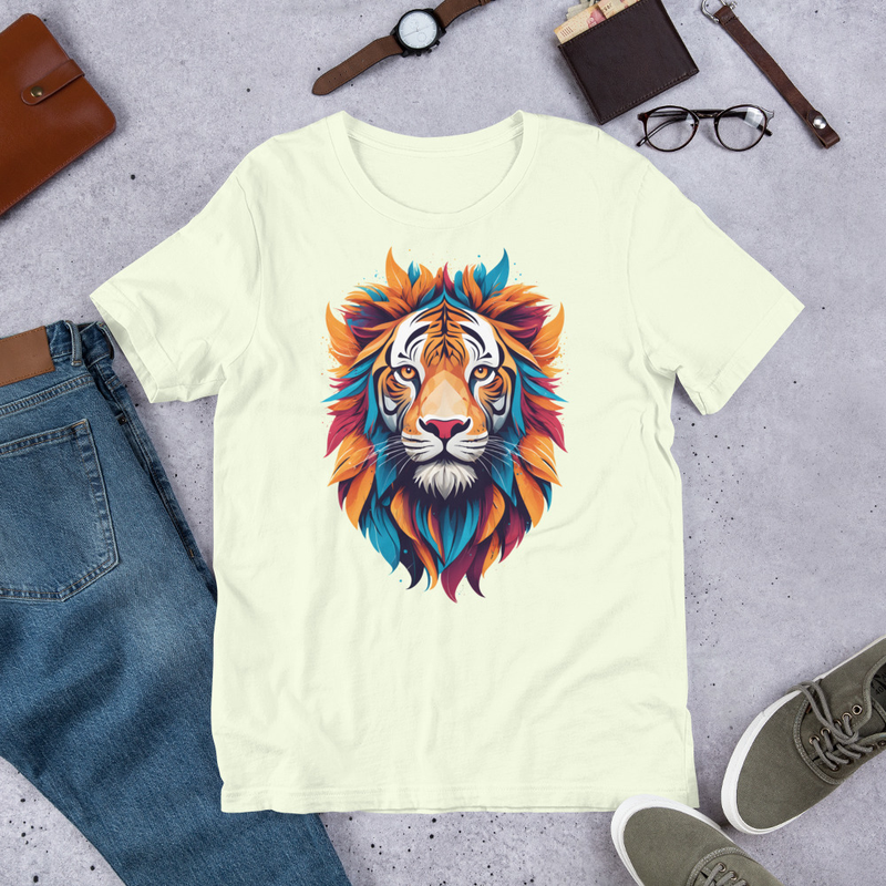 Colorful Tiger Head Graphic  Fierce And Artistic Animal Design Unisex Tshirt 2