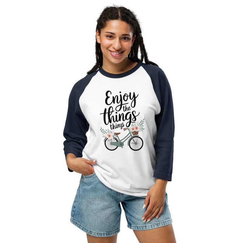 Enjoy The Little Things Bicycle Floral 34 Sleeve Raglan Shirt 0