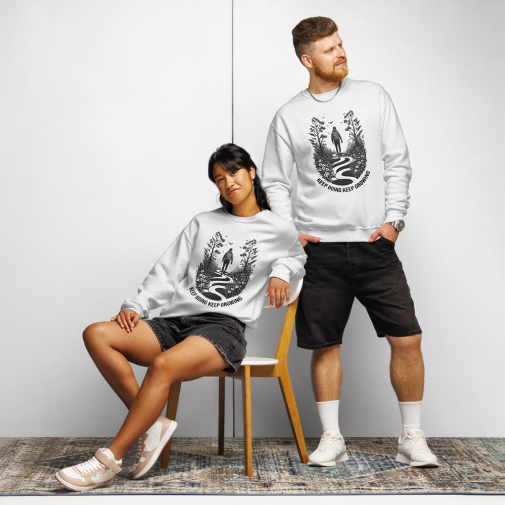 Keep Going Keep Growing Motivational Crew Neck Sweatshirt 0