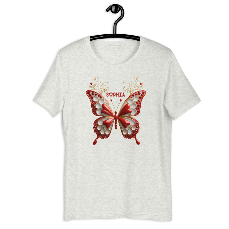 Personalized Butterfly Name Art Sophia Design Unisex Tshirt 3