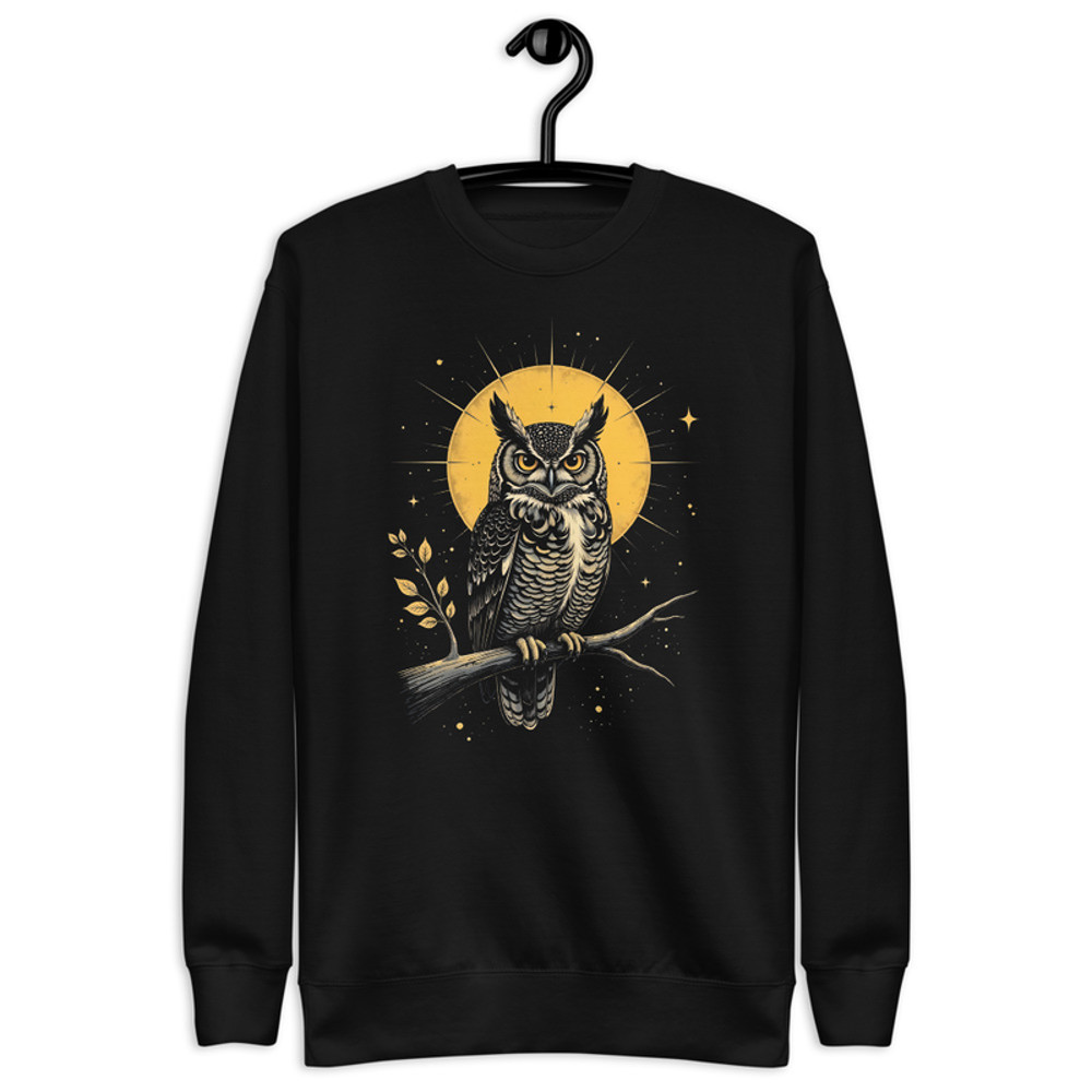 Vintage Celestial Owl Graphic Unisex Premium Sweatshirt 0
