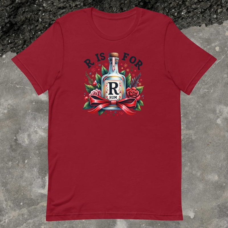 R Is For Rum TShirt Whimsical Bottle Illustration Tee Fun Alcohol Letter Shirt Unique Graphic Tee P 1