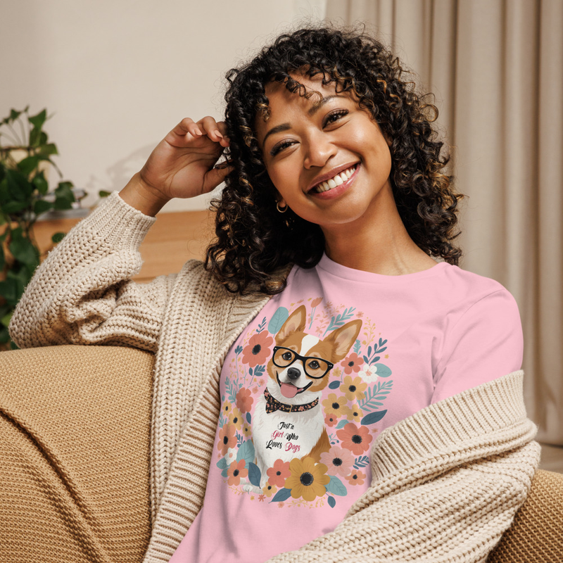 Just A Girl Who Loves Dogs Womens Relaxed TShirt 1