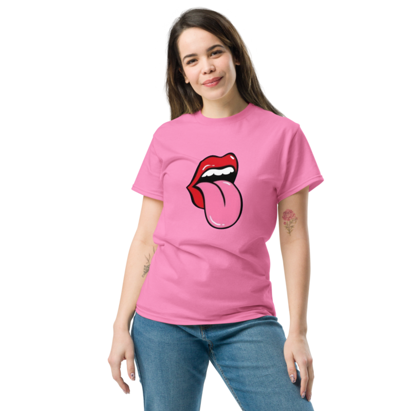 Playful Lips Tease Tongue Graphic Tee Top Unisex TShirt Trendy Tongue And Lip Bite Design FashionF 8