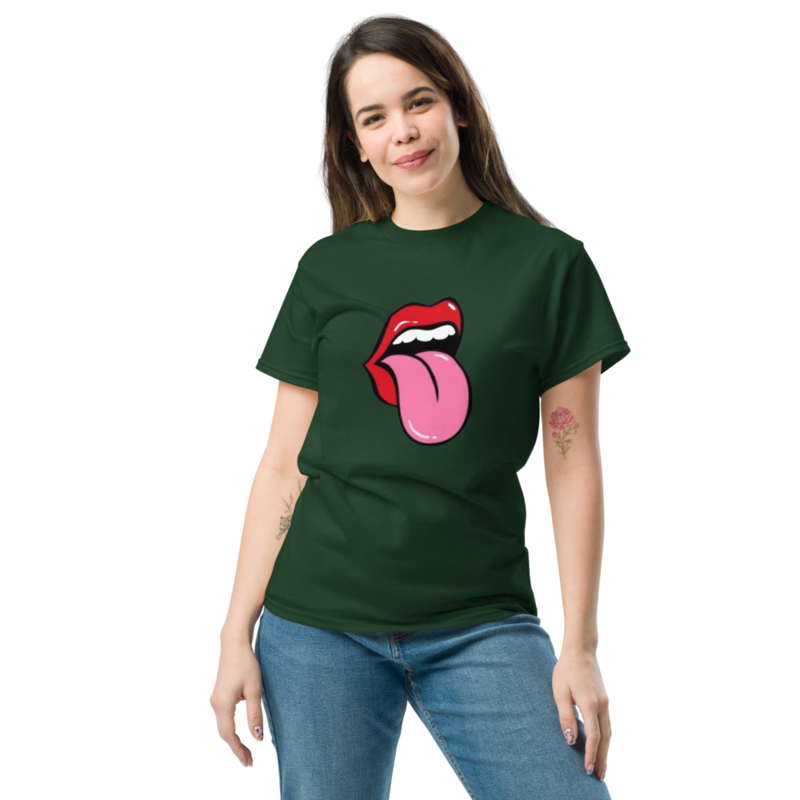 Playful Lips Tease Tongue Graphic Tee Top Unisex TShirt Trendy Tongue And Lip Bite Design FashionF 4
