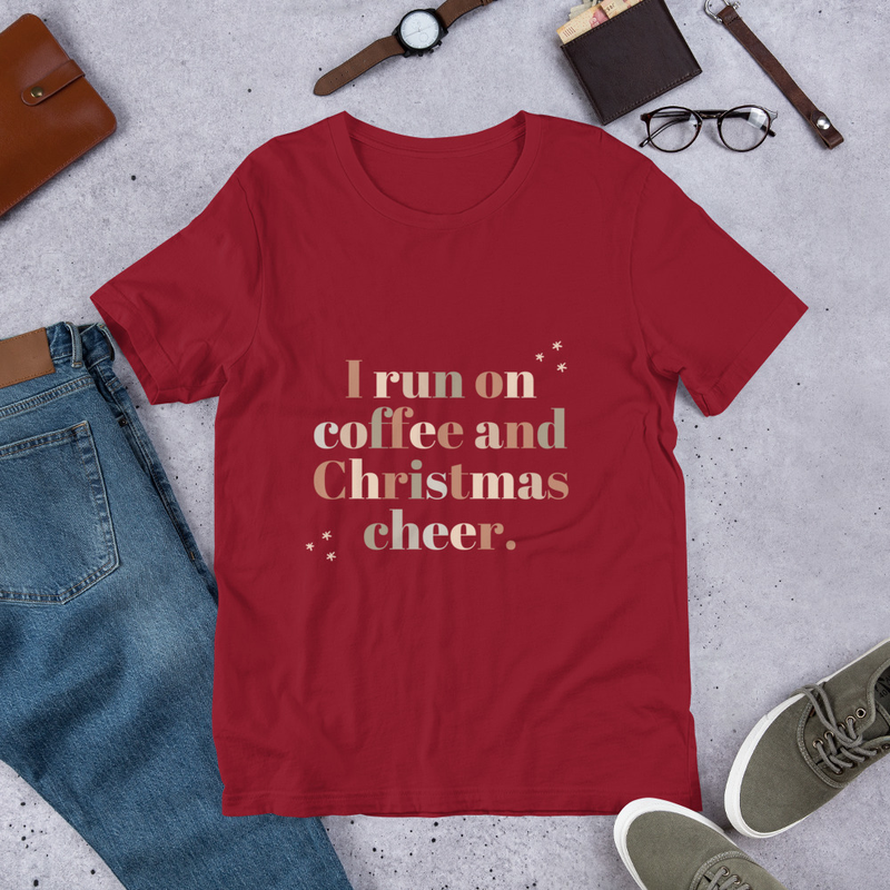 TShirts Men Women TShirts Printed TShirt I Run On Coffee And Christmas Cheer 4
