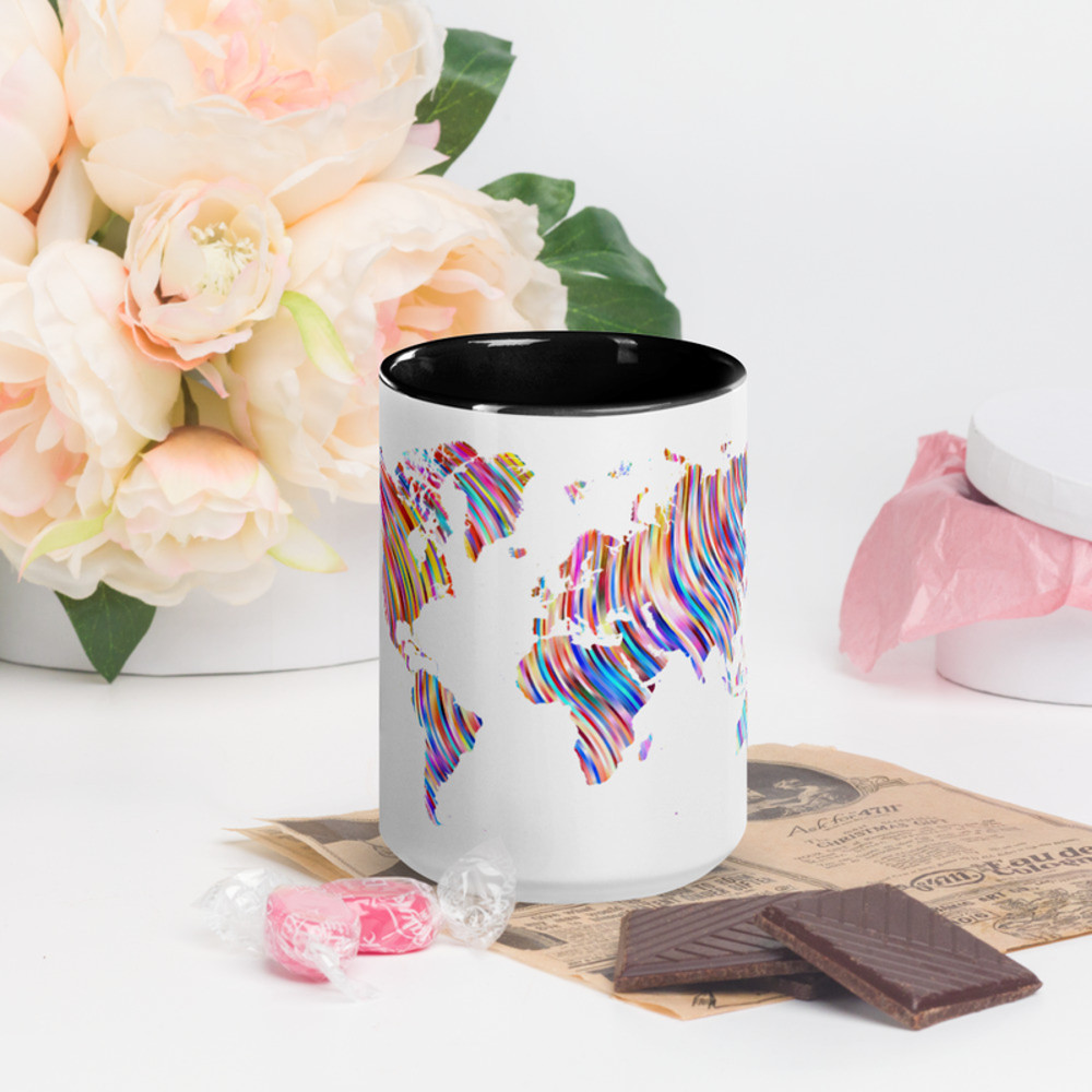 World Map Mug With Color Inside 2