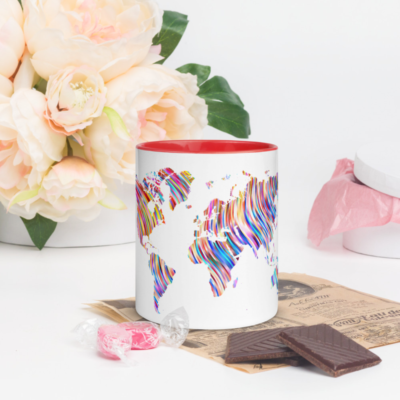 World Map Mug With Color Inside 0