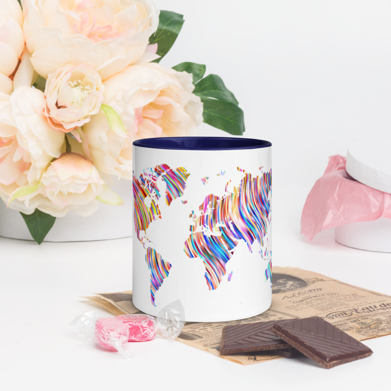 World Map Mug With Color Inside 3
