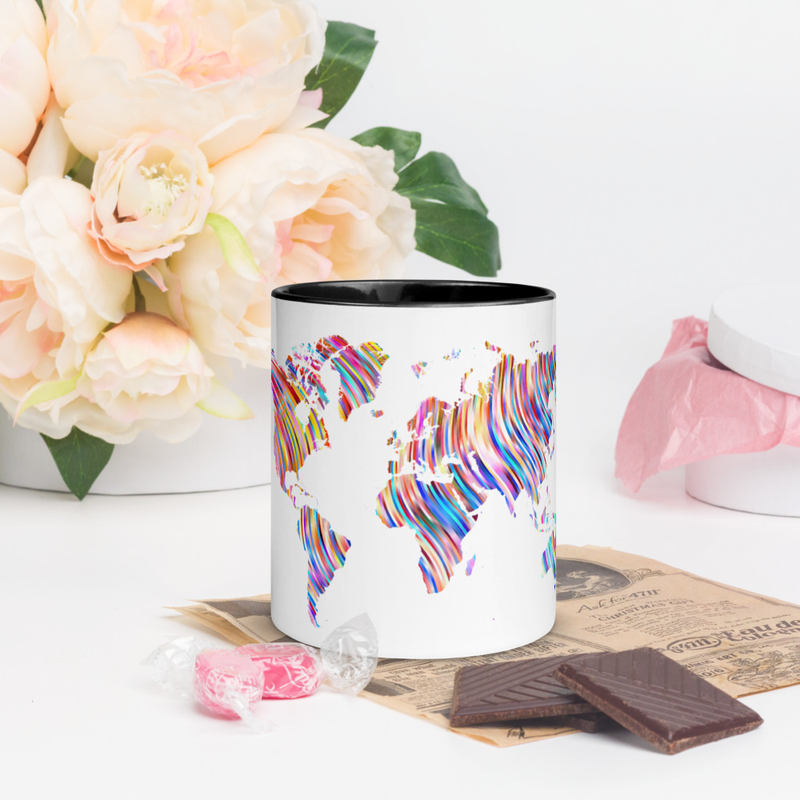 World Map Mug With Color Inside 1