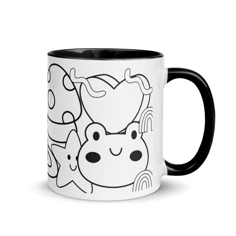 Black And White Graphics Mug With Color Inside 1