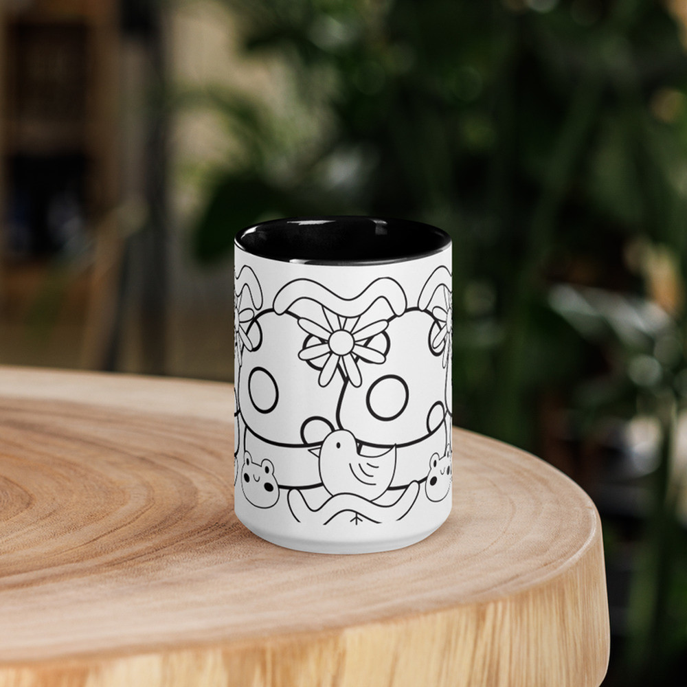 Black And White Graphics Mug With Color Inside 2