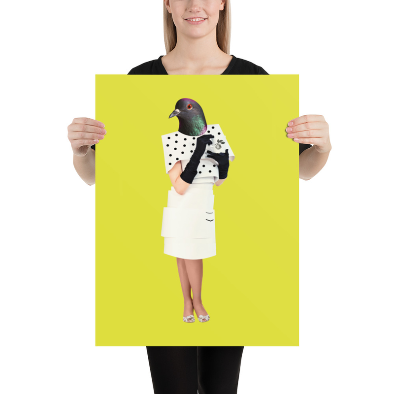 Pigeon Woman Surreal Poster