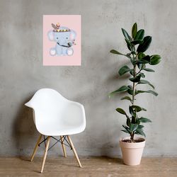 Boho Elephant Poster, Minimalist, Kids Room Decor, Boho Wall Art, Boho Nursery Prints, Bear Poster, Playroom Poster