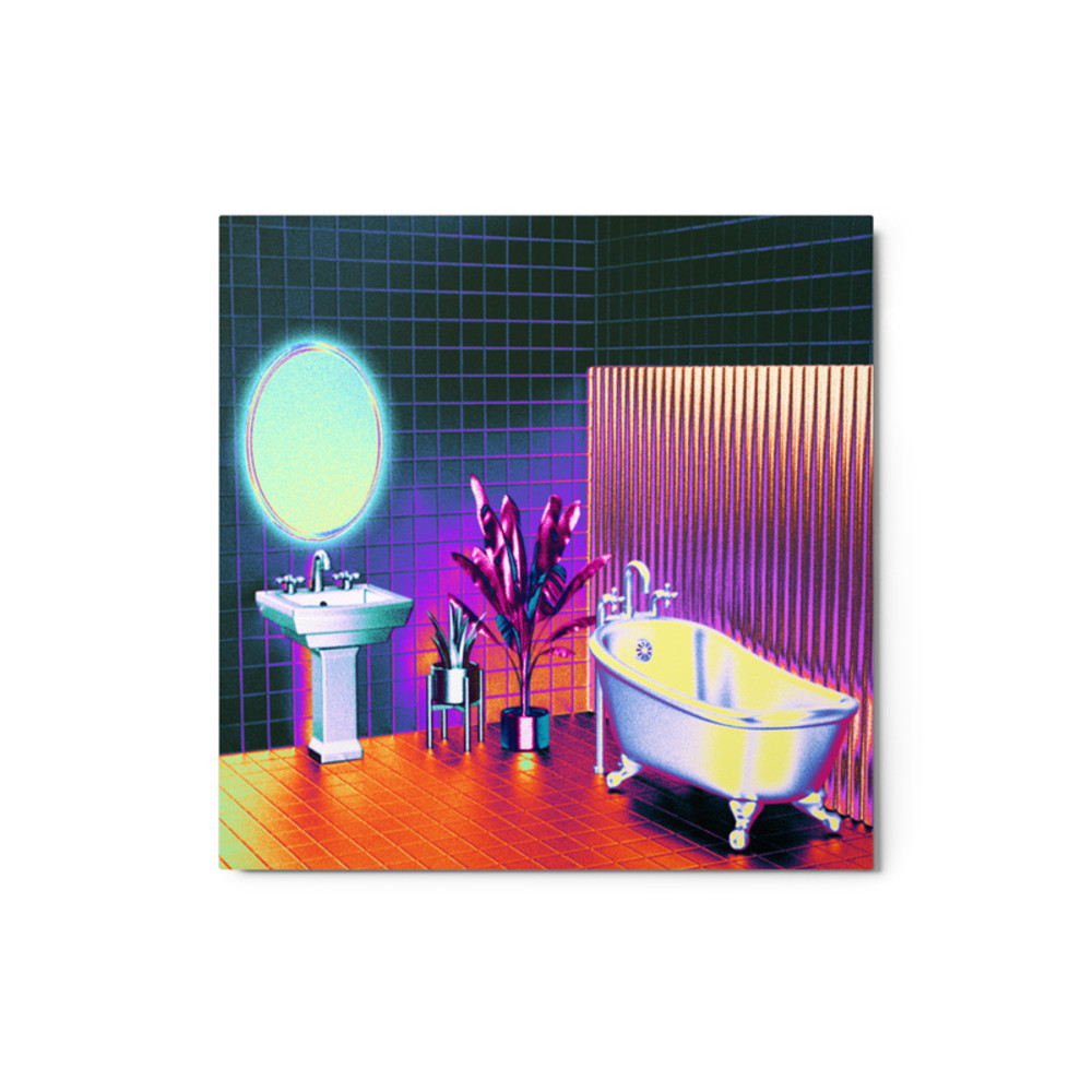 Metal Wall Art Contemporary Bathroom 12 x 12 inch