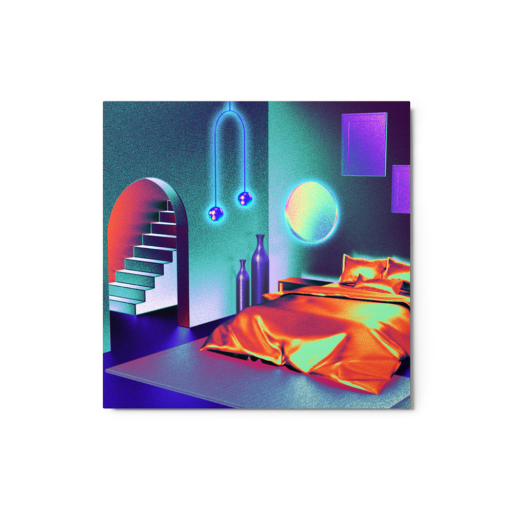 Bedroom Wall Art Retro Metal Print 12 x 12 inch