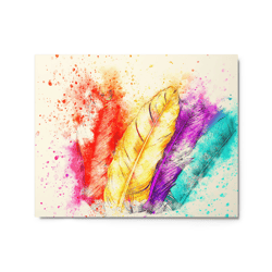 wall art watercolor feathers metal print, 16 x 20 inch