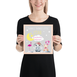 nursery girl wall art, cute animals poster