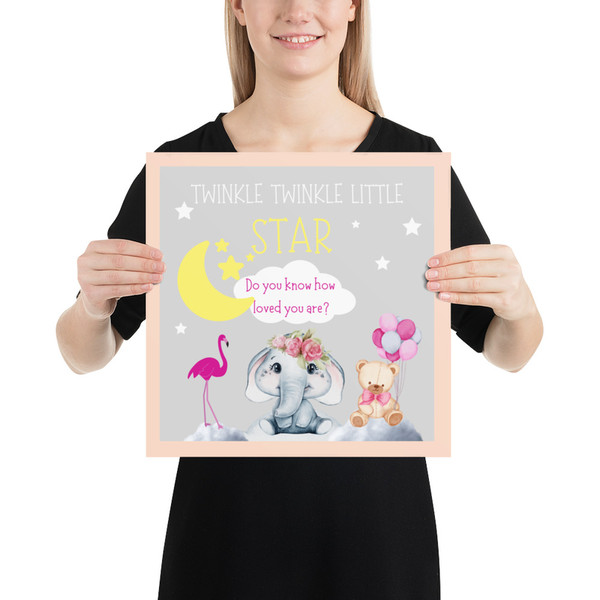 Nursery Girl Wall Art, Cute Animals Poster