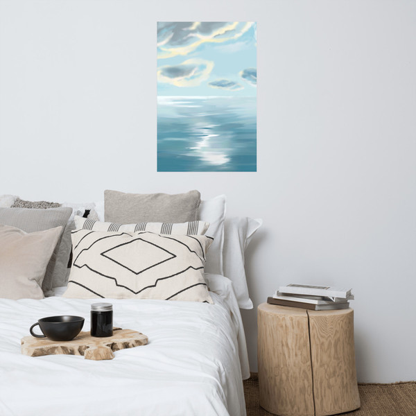 Abstract seascape. Digital drawing, Digital art, Blue art, Ocean art, Sea painting, Paper poster, Giclee print,