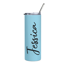 personalized stainless steel tumbler blue