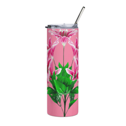 stainless steel tumbler pink lillies