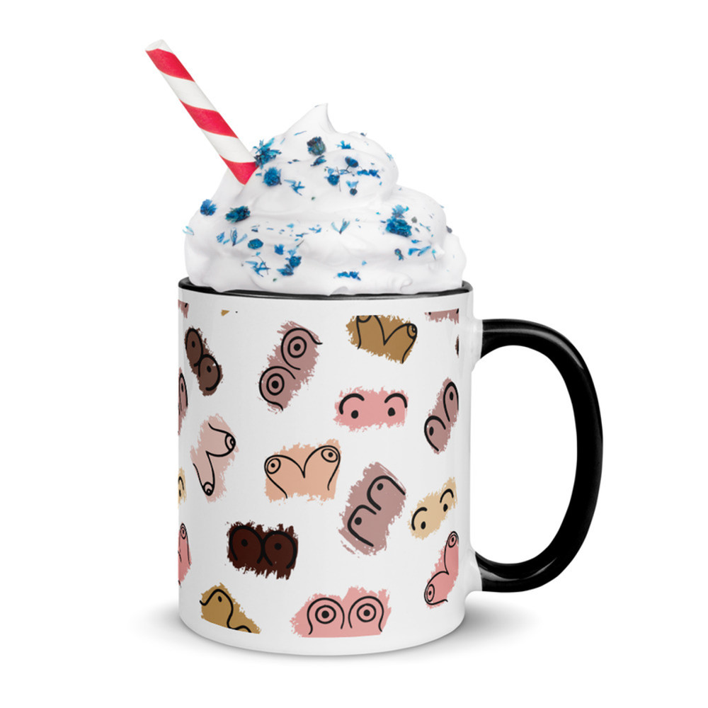 Boobes Seamless Pattern Funny Mug with Color Inside