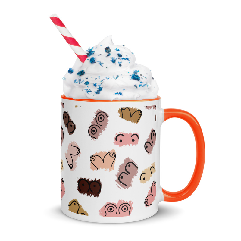 Boobes Seamless Pattern Funny Mug with Color Inside