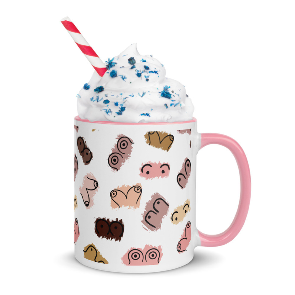 Boobes Seamless Pattern Funny Mug with Color Inside