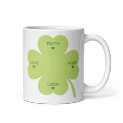 four leaves clover white glossy mug