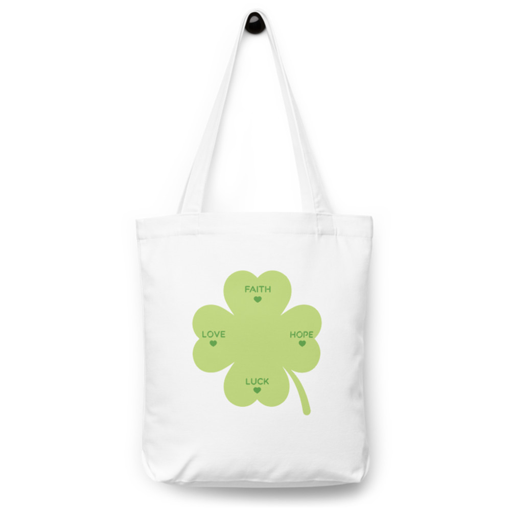 Four leaves clover cotton tote bag