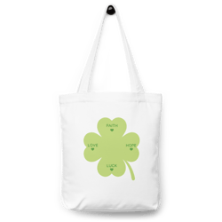 four leaves clover cotton tote bag