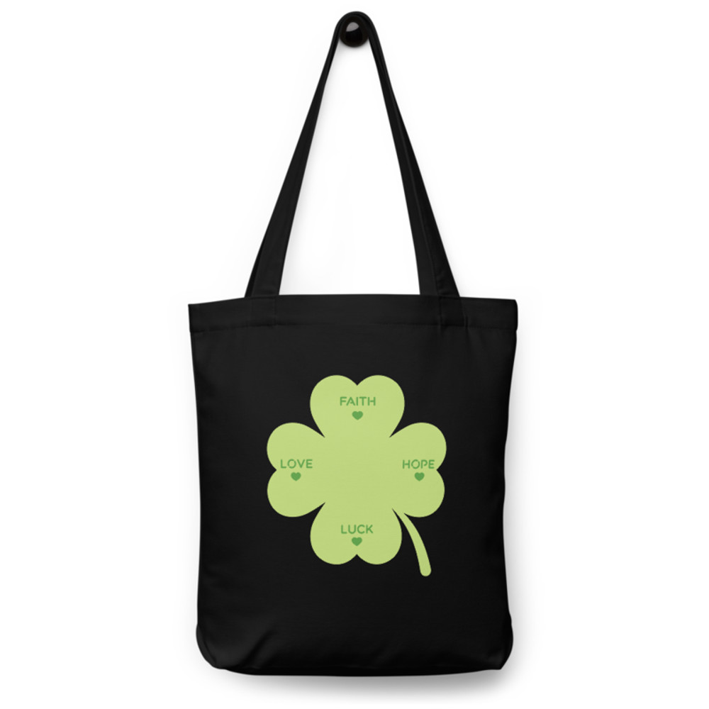 Four leaves clover cotton tote bag