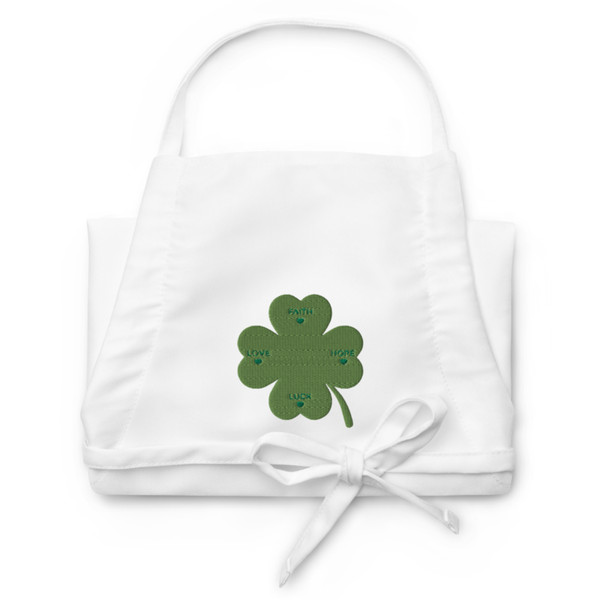 Four leaves clover embroidered apron