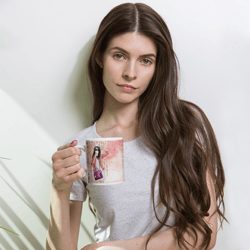 Watercolor Brunette Girl in Sexy Dress Coffee Mug