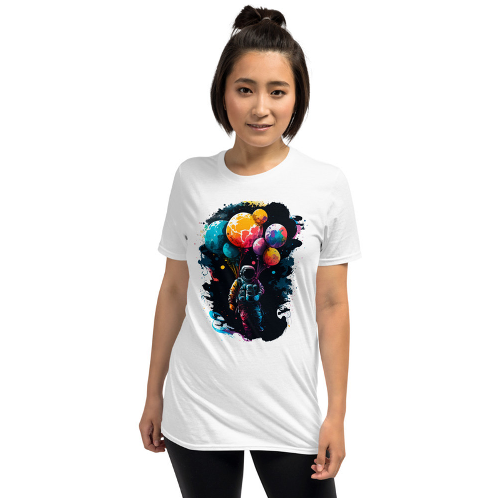 Astronaut in Space with Balloons Unisex T-Shirt