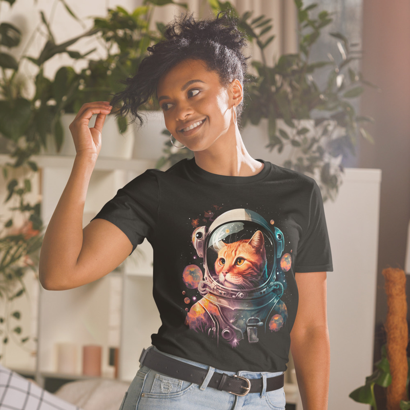 Astronaut Cat in Space Unisex T-Shirt