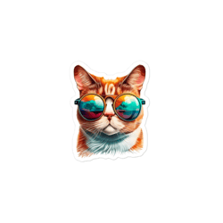 cat in sunglasses bubble-free stickers