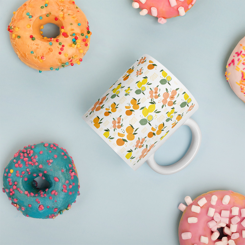 Peaches and Citruses Seamless Pattern Mug