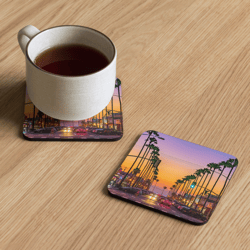 newport avenue, ocean beach cork-back coaster
