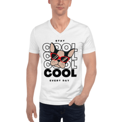 Stay Cool Every Day Cute Puppy Unisex Short Sleeve V-Neck T-Shirt