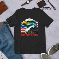 eagle on united states of america flag background unisex t-shirt