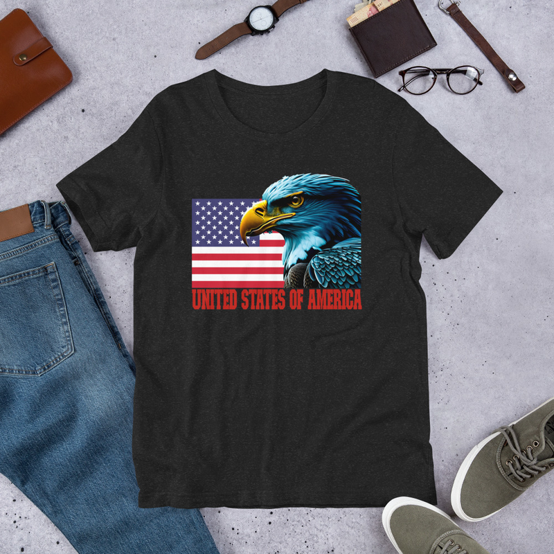 Eagle On United States Flag on Background Unisex t-shirt