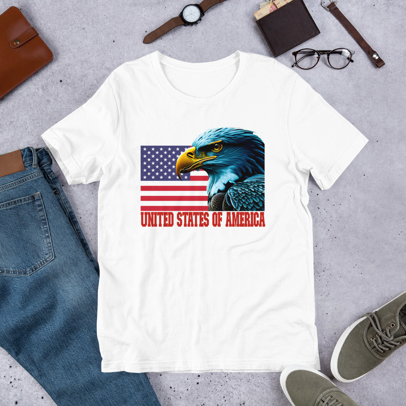 Eagle On United States Flag on Background Unisex t-shirt